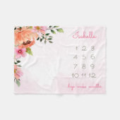 Couverture Polaire Aquarelle rose Jalon floral (Devant (Horizontal))