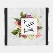 Couverture Polaire Aquarelle rose moderne Bouquet floral Monogramme (Devant (Horizontal))