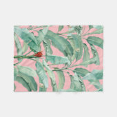 Couverture Polaire Aquarelle rose moderne Tropical Banana Palm Feuill (Devant (Horizontal))