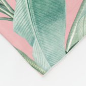 Couverture Polaire Aquarelle rose moderne Tropical Banana Palm Feuill (Coin)
