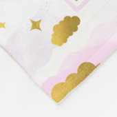 Couverture Polaire Aquarelle rose Nuages Gold Stars Sky (Coin)