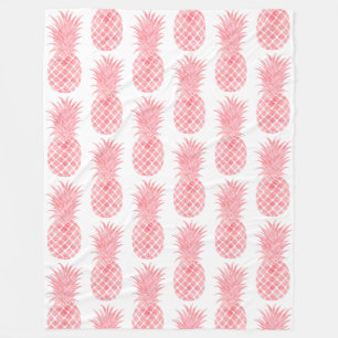 Couverture Polaire Aquarelle rose orangé de Pêche Ananas tropical
