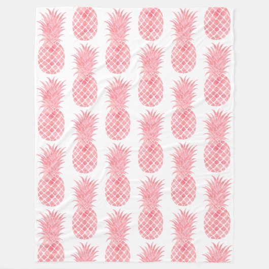 Couverture Polaire Aquarelle rose orangé de Pêche Ananas tropical (Devant)