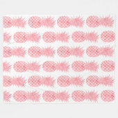 Couverture Polaire Aquarelle rose orangé de Pêche Ananas tropical (Devant (Horizontal))