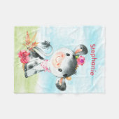 Couverture Polaire Aquarelle rose Petite vache (Devant (Horizontal))