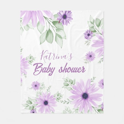 Couverture Polaire Aquarelle rose romantique Baby shower Floral (Devant)