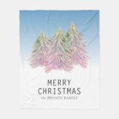 Couverture Polaire Aquarelle rose vert Arbre de Noël Artiste (Devant)