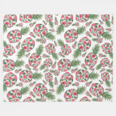 Couverture Polaire Aquarelle rose vert Motif d'ananas Floral (Devant (Horizontal))