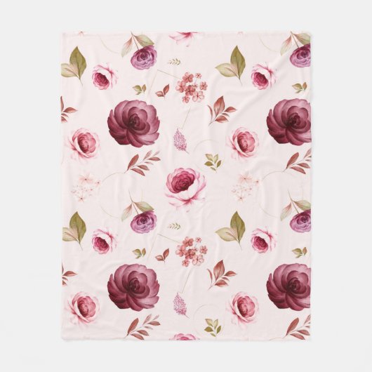 Couverture Polaire Aquarelle Roses 30 (Devant)