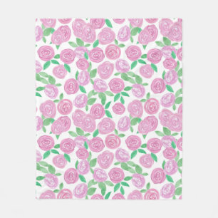 Couverture Polaire Aquarelle, roses roses
