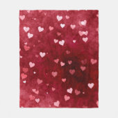 Couverture Polaire Aquarelle Rouge Arrière - plan Et Coeurs (Devant)