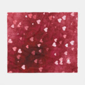 Couverture Polaire Aquarelle Rouge Arrière - plan Et Coeurs (Devant (Horizontal))