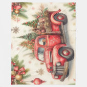 Couverture Polaire Aquarelle Rouge Camion Motifs de Noël (Devant)
