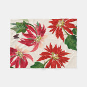 Couverture Polaire Aquarelle rouge rustique Poinsettia Flore Verdure (Devant (Horizontal))