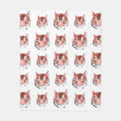 Couverture Polaire Aquarelle rouge Tigre Zodiaque Animal (Devant)