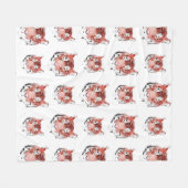 Couverture Polaire Aquarelle rouge Tigre Zodiaque Animal (Devant (Horizontal))