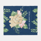 Couverture Polaire Aquarelle rustique Jungle Tricératops Cute Dinosau (Devant (Horizontal))