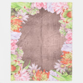 Couverture Polaire Aquarelle rustique Succulents (Devant)