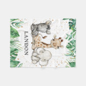 Couverture Polaire Aquarelle Safari Animaux bébé Garçon Nursery (Devant (Horizontal))
