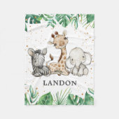 Couverture Polaire Aquarelle Safari Animaux bébé Garçon Nursery (Devant)