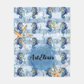 Couverture Polaire Aquarelle Seahorse Bleu (Devant)