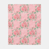 Couverture Polaire Aquarelle Shabby Chic Rose Roses et Pois (Devant)
