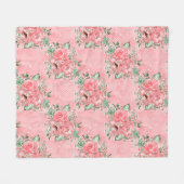 Couverture Polaire Aquarelle Shabby Chic Rose Roses et Pois (Devant (Horizontal))