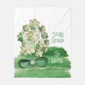 Couverture Polaire Aquarelle Shamrock très chanceuse (Devant)
