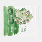 Couverture Polaire Aquarelle Shamrock très chanceuse (Devant (Horizontal))