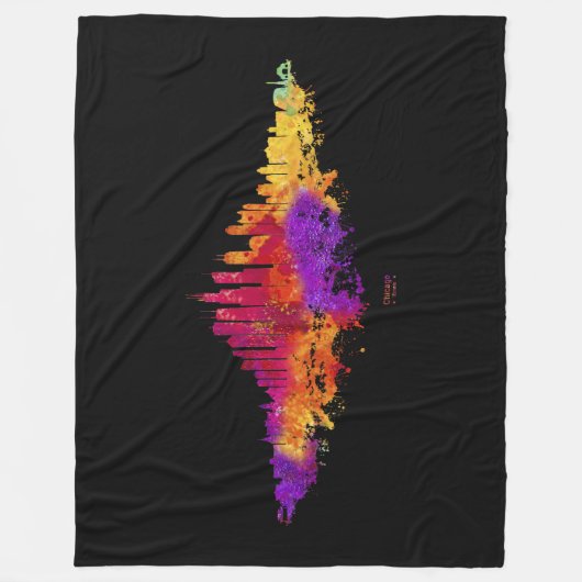 Couverture Polaire Aquarelle Skyline de Chicago en blanc (Devant)