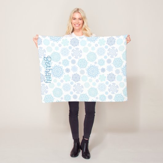 Couverture Polaire Aquarelle Snowflakes Hiver Personnalisé (En situation)