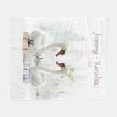Couverture Polaire Aquarelle Swans hiver Personnalisé (Devant (Horizontal))