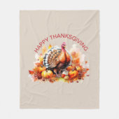 Couverture Polaire Aquarelle Thanksgiving Turquie et Citrouilles (Devant)