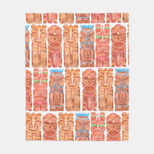 Couverture Polaire Aquarelle tiki hawaii totem sans couture motif (Devant)