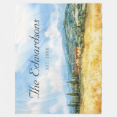 Couverture Polaire Aquarelle Toscan Méditerranée Nom de famille (Devant)