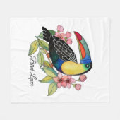 Couverture Polaire Aquarelle Toucan Bird Avec Fleurs (Devant (Horizontal))