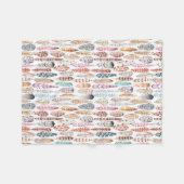 Couverture Polaire Aquarelle Tribale Bohème colorée (Devant (Horizontal))