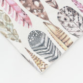 Couverture Polaire Aquarelle Tribale Bohème Plumes Monogramme (Coin)
