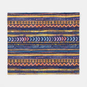 Couverture Polaire Aquarelle tribale ethnique Motif foncé (Devant (Horizontal))