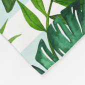 Couverture Polaire Aquarelle Tropical Feuilles Green Modern (Coin)
