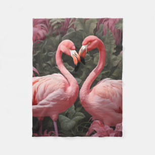 Couverture Polaire Aquarelle Tropical Rose Flamant rose Romance