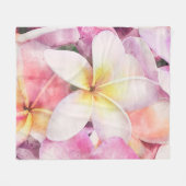 Couverture Polaire Aquarelle tropicale de la plumeria d'Hawaï (Devant (Horizontal))