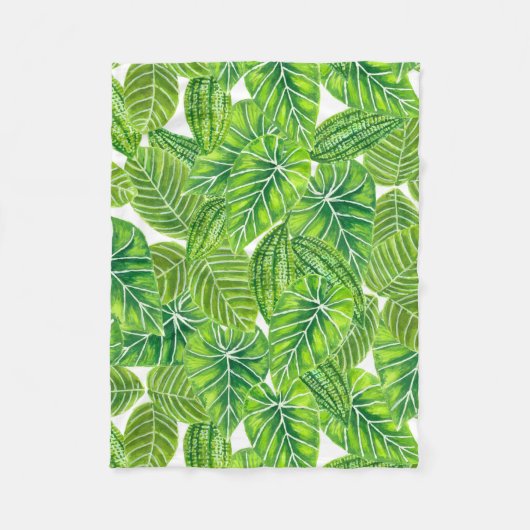 Couverture Polaire Aquarelle tropicale feuille design motif (Devant)