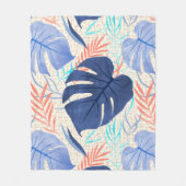 Couverture Polaire Aquarelle tropicale hawaïenne de Maleah Monstera - (Devant)