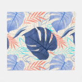 Couverture Polaire Aquarelle tropicale hawaïenne de Maleah Monstera - (Devant (Horizontal))