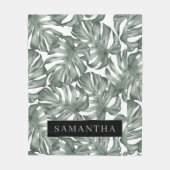 Couverture Polaire Aquarelle tropicale Oasis moderne Feuille Motif (Devant)