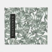 Couverture Polaire Aquarelle tropicale Oasis moderne Feuille Motif (Devant (Horizontal))