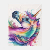 Couverture Polaire Aquarelle Unicorne (Devant)