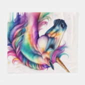 Couverture Polaire Aquarelle Unicorne (Devant (Horizontal))