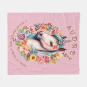 Couverture Polaire Aquarelle Unicorne et couronne florale (Devant (Horizontal))
